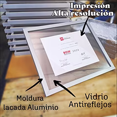 impresion y enmarcado de diploma entre vidrios