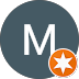 Grijze cirkel met witte hoofdletter M en een oranje ster-icoon rechts onder.