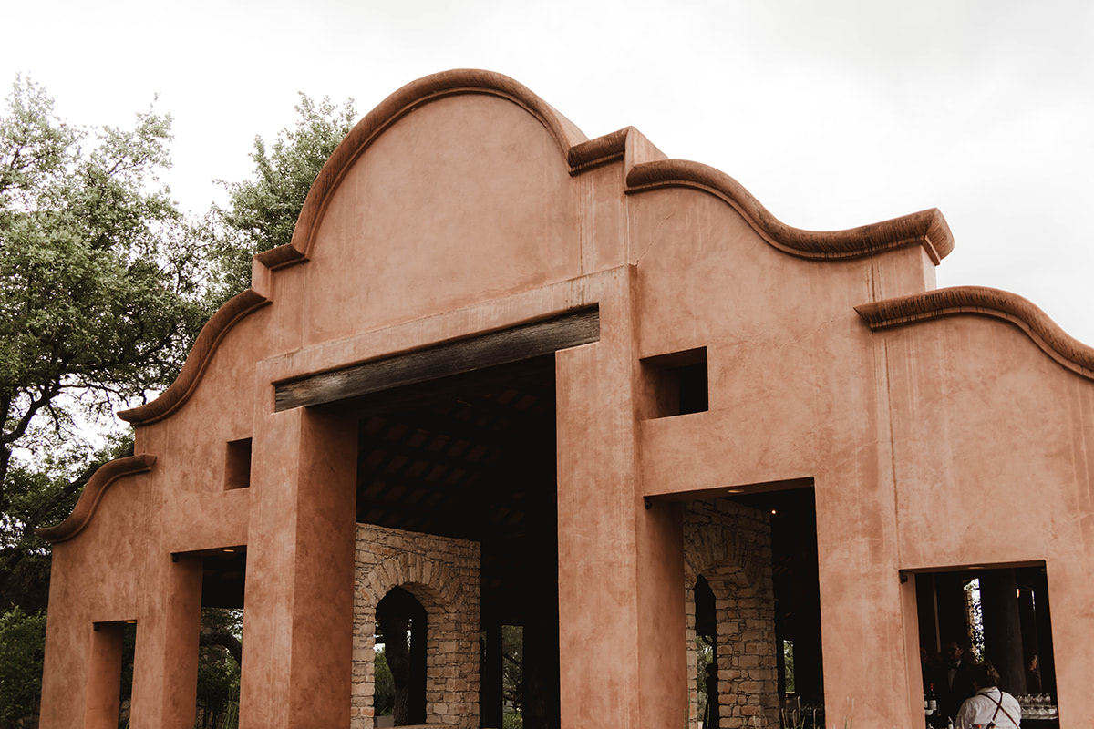 A stucco building exterior.