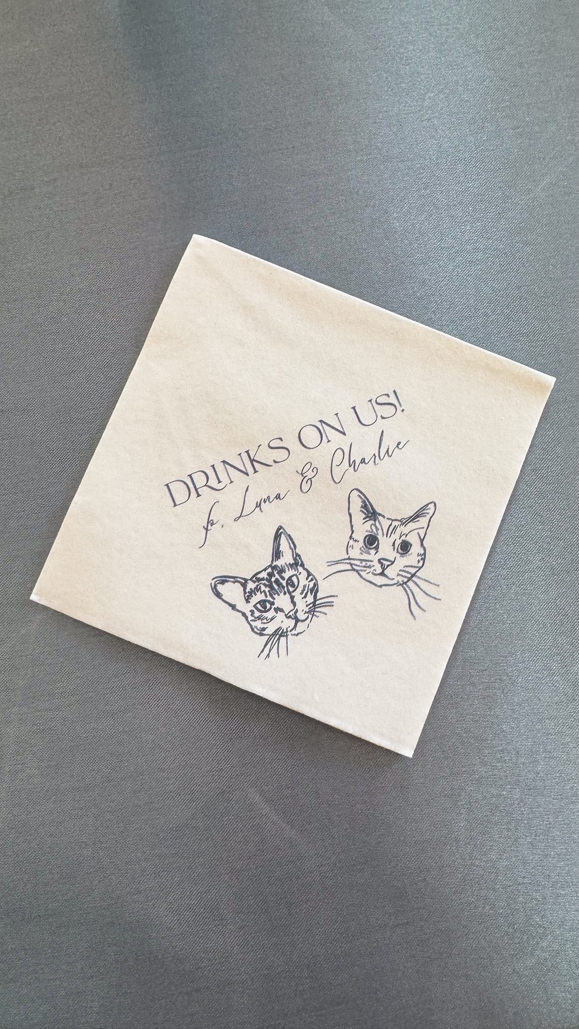 Napkins featuring their cats