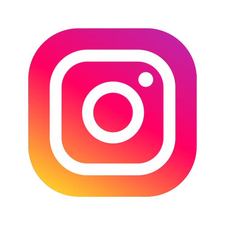 Instagram logo with a white camera icon on a gradient background transitioning from yellow to pink to purple.