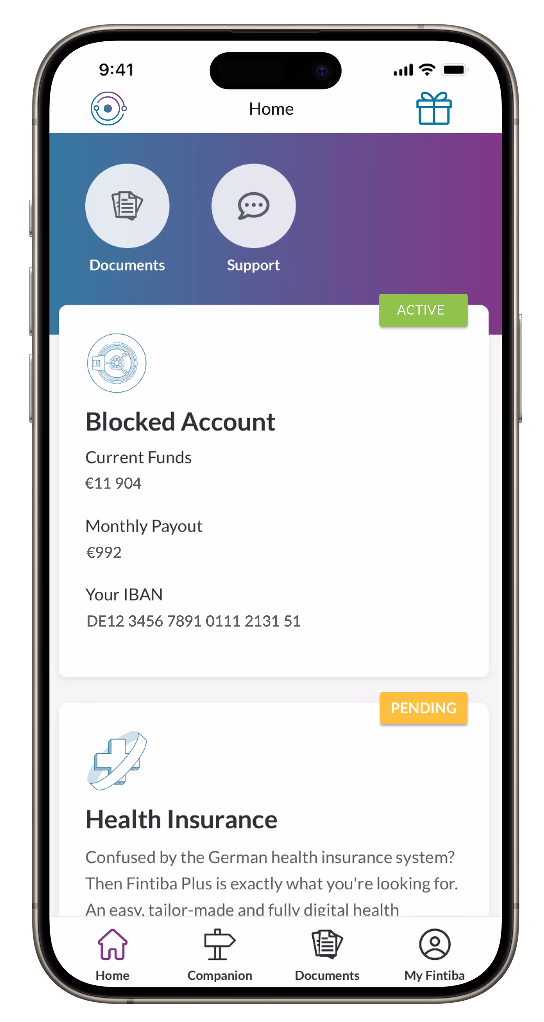 Blocked account interface screenshot