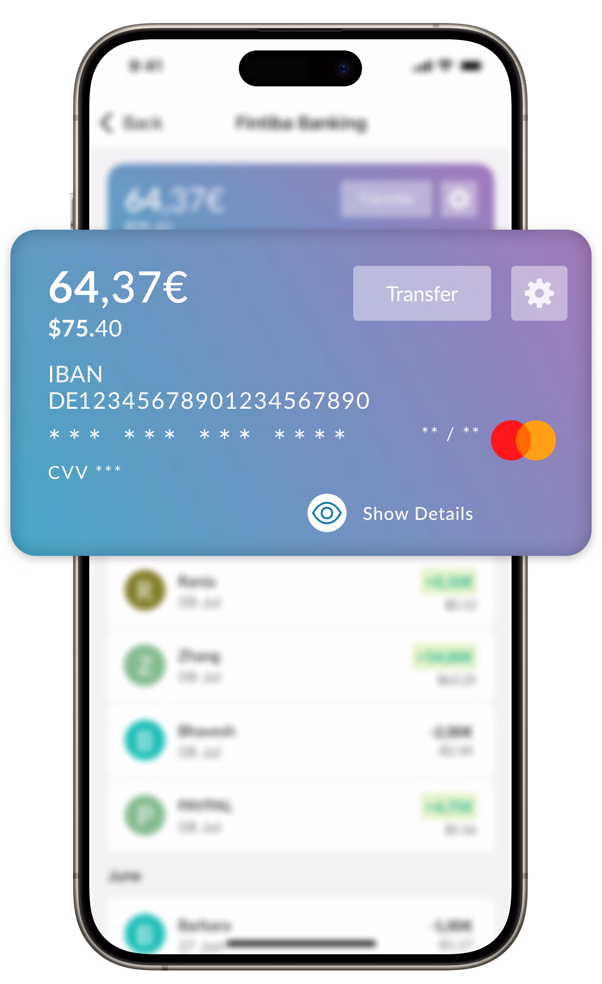 German bank account app interface