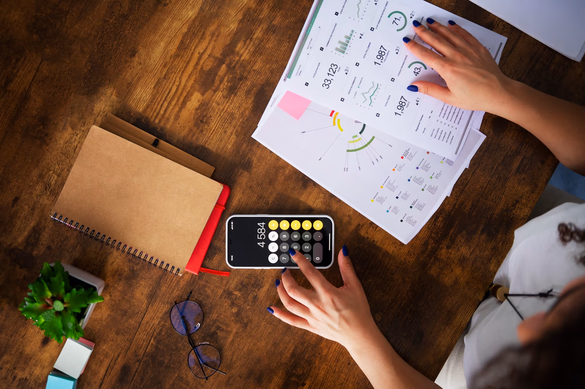 Person calculating costs related to liability coverage