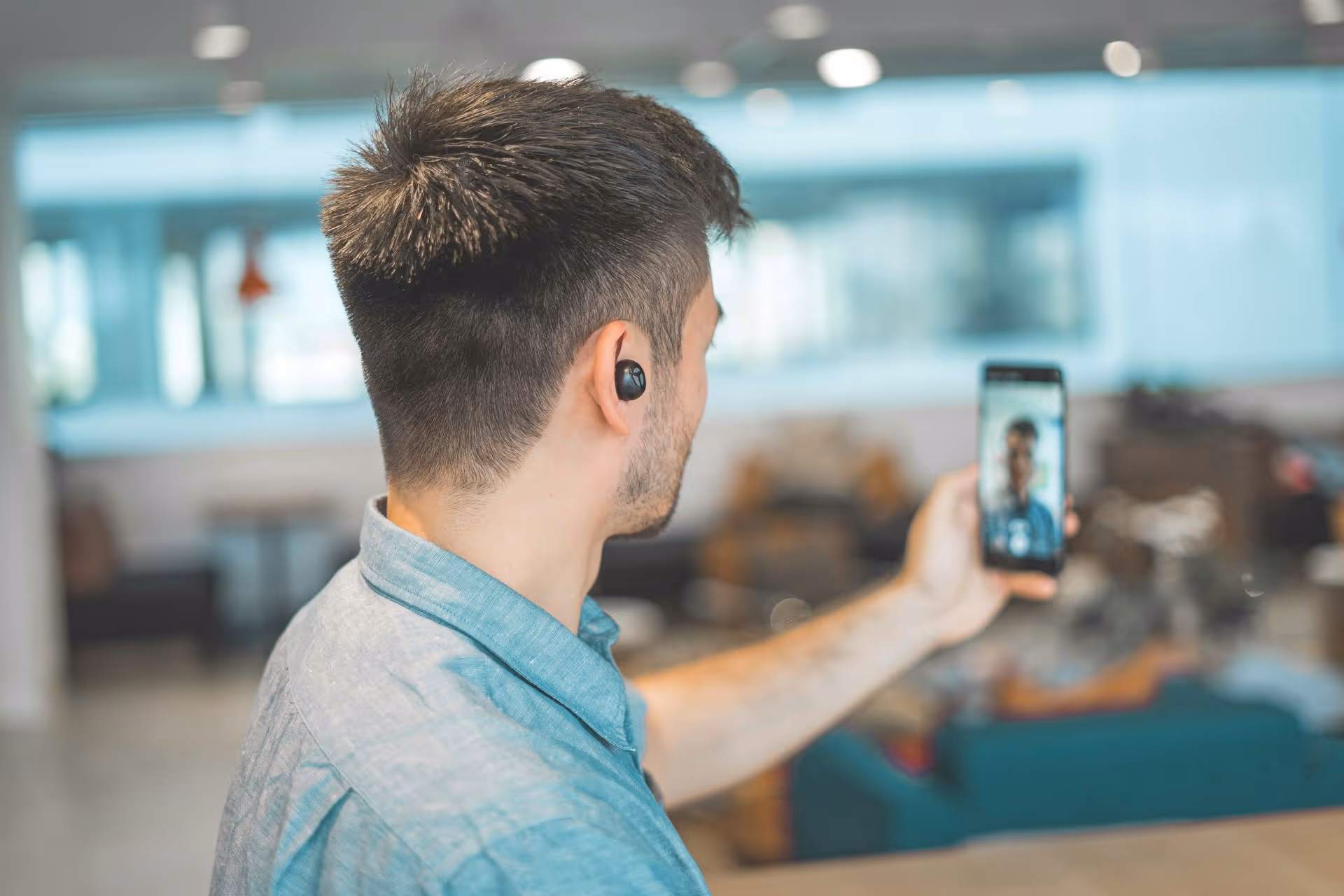 Young man doing a video call