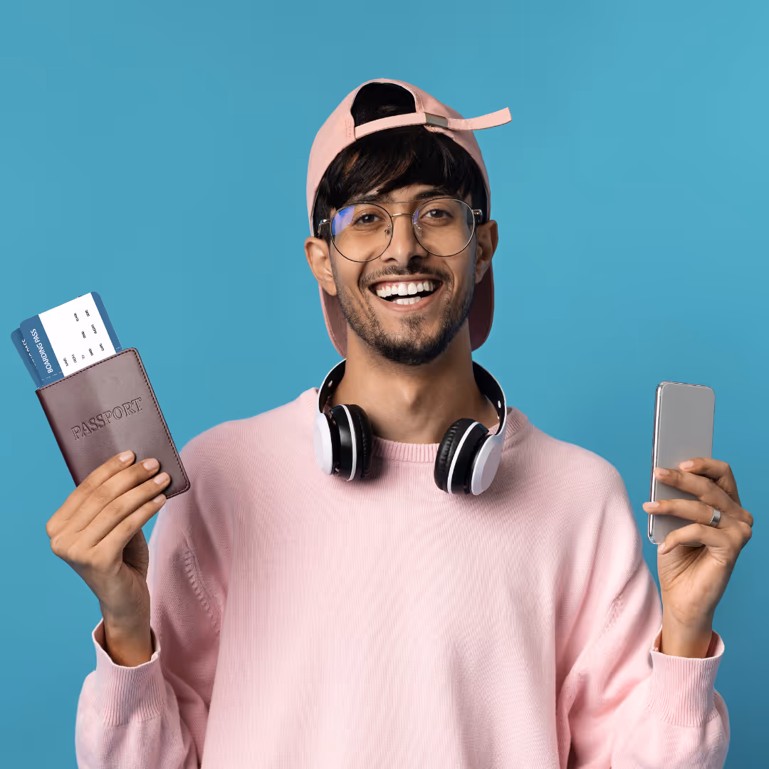 Man holding a passport