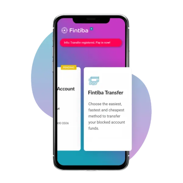 Fintiba 트랜스퍼 앱 인터페이스