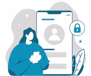 Illustration of a person signing up on mobile