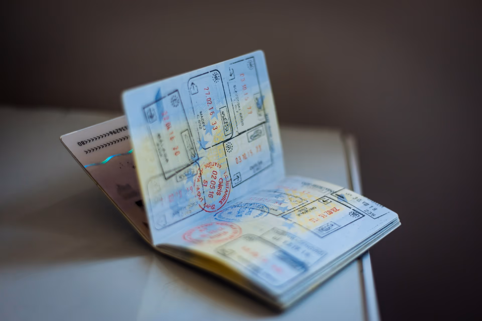 Open passport with visible pages