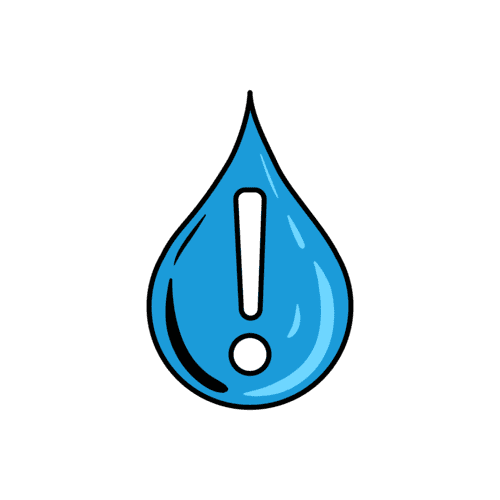 water drop icon with exclamation mark