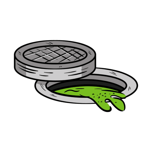 icon green liquid coming out from manhole