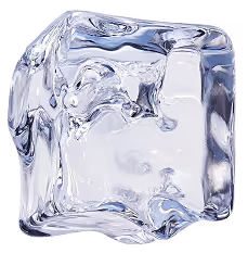 Realistic floating ice cube graphic used on Perico Energy Drink’s homepage and product pages to emphasize cold, refreshing, sugar-free hydration.