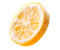 Top view lemon wheel used in Mimosa Perico Energy Drink visuals, highlighting freshness on product and homepage.