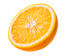 Half orange slice graphic used for Mimosa Perico Energy Drink to highlight citrus ingredients in branding.