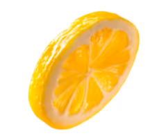 Floating lemon wheel accent used in Mimosa Perico Energy Drink homepage hero section for fresh, zesty feel.