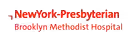 Red and white text on a black background reads: "NewYork-Presbyterian Brooklyn Methodist Hospital," conveying a professional and medical tone.