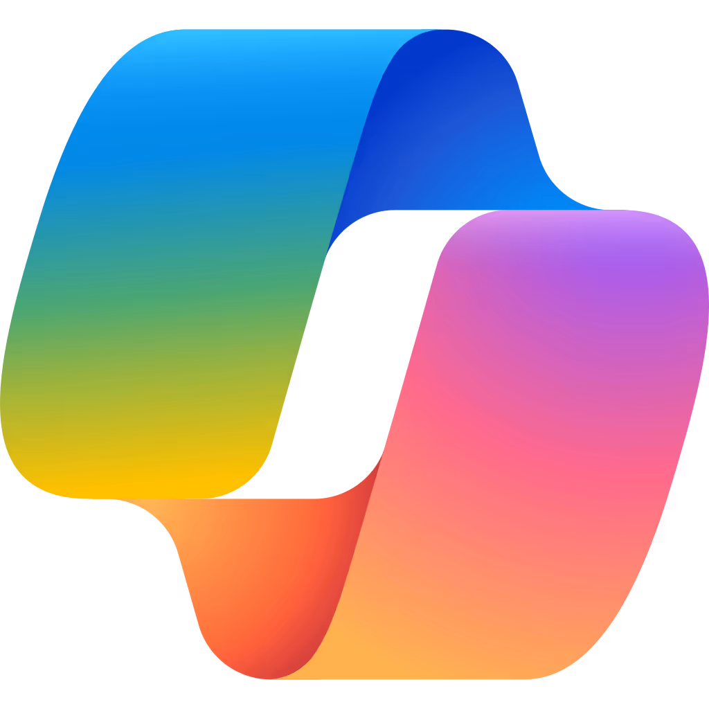 Abstract, curved ribbon shape blending blue, green, yellow, orange, red, pink, and purple colors.