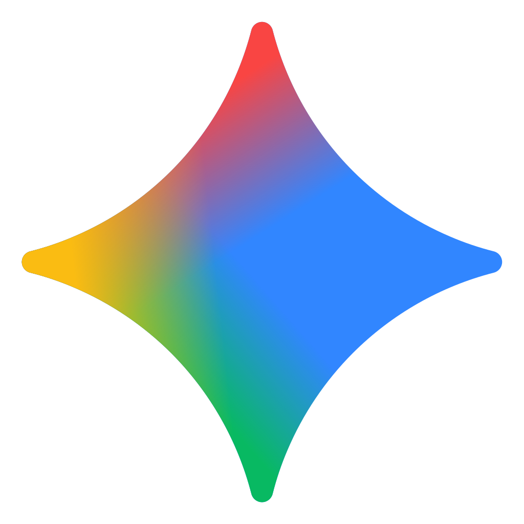 Colorful diamond shape with smooth gradient blending red, blue, green, and yellow colors on black background.