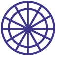 The logomark of Emma Sottardi, which is a purple wheel divided into 12 sections,