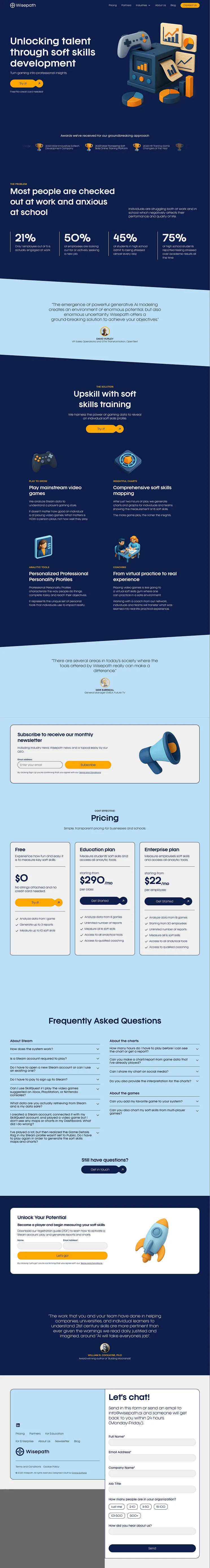 A screenshot of the homepage of the Wisepath website.