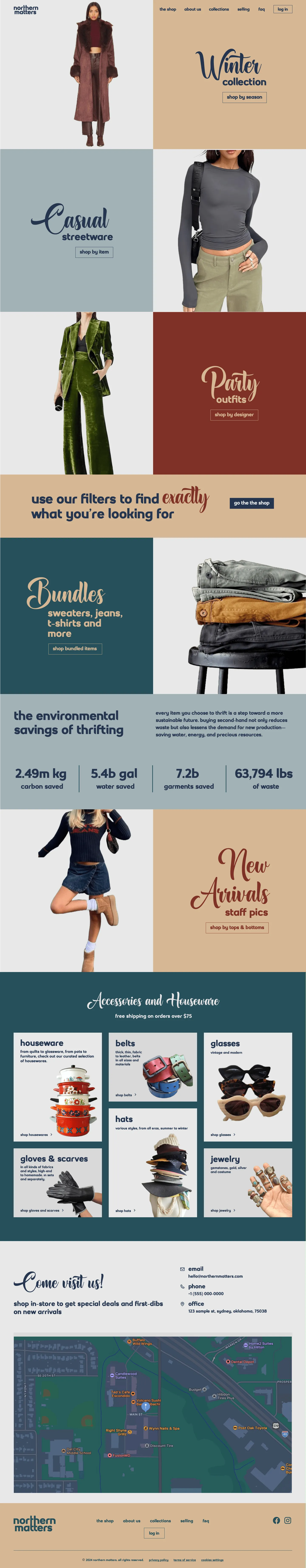 A full-sized screengrab of the design for Northern Matters, a selller of second-hand clothing.