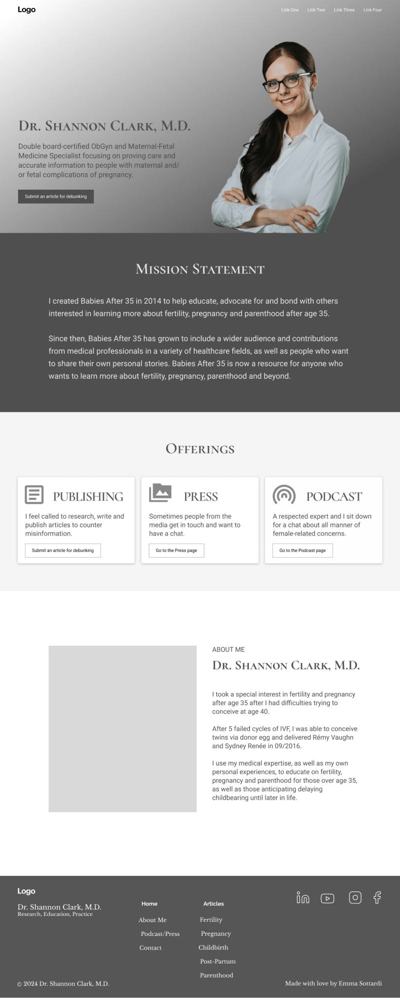 A wireframe created for the Babies After 35 website. 