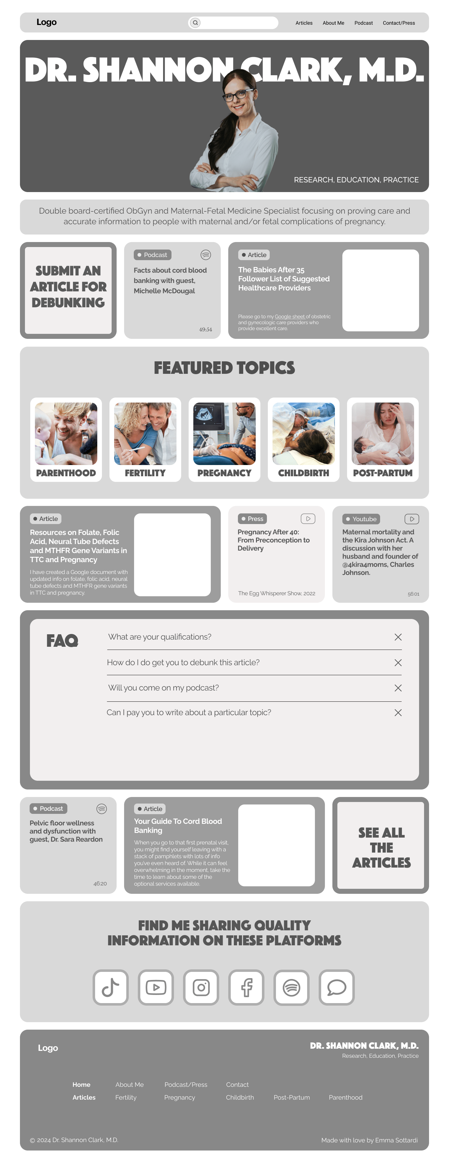 A wireframe created for the Babies After 35 website. 