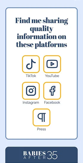 A section of the Babies After 35 website shown via a mobile phone screenshot.