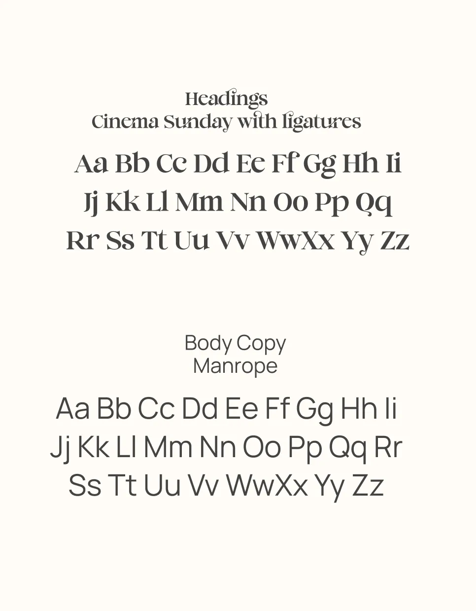 The two fonts that are used in the Shelf & Screen website,
