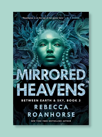 A book cover set against a colorful background.