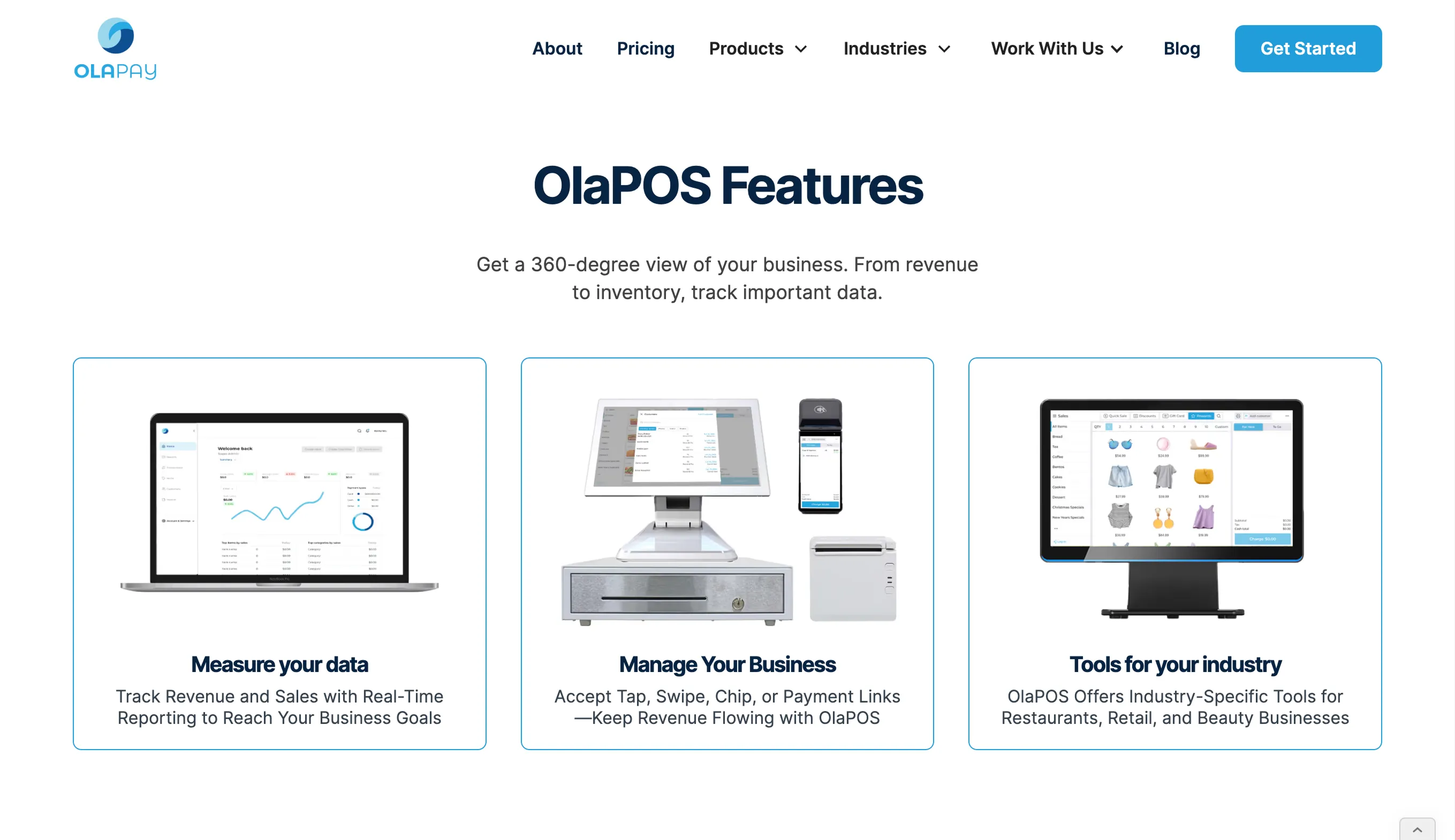 A screenshot of a section of the OlaPay website.