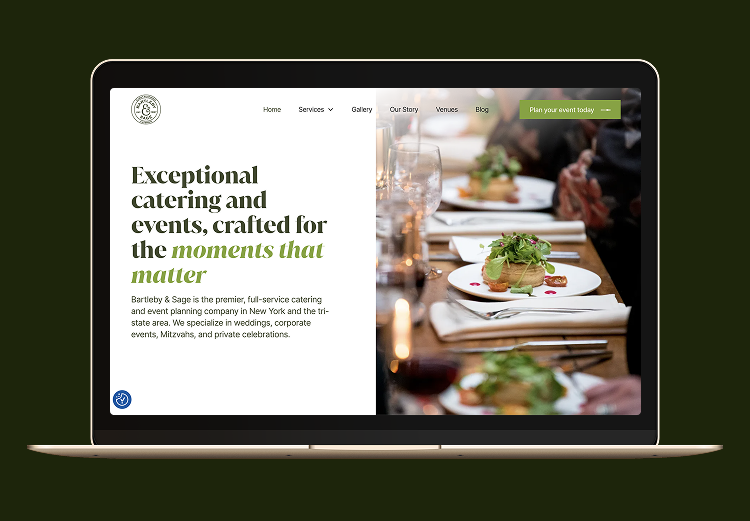 The homepage of the Bartleby & Sage website shown inside a laptop mockup.