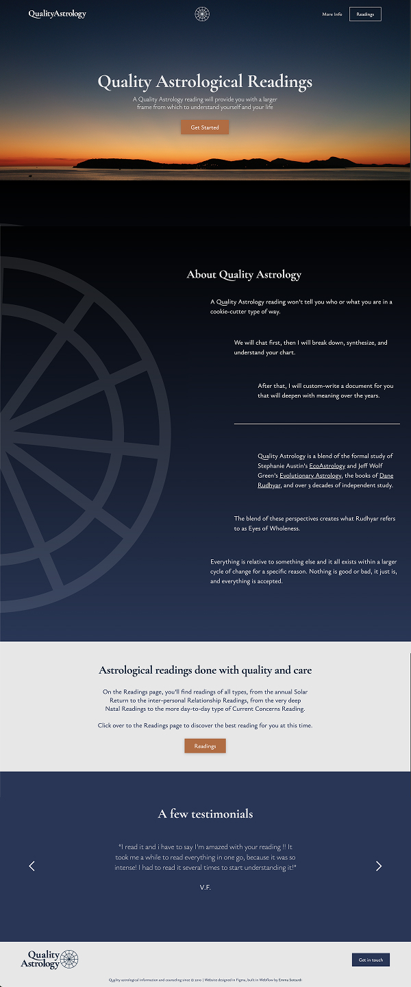 The homepage of Quality Astrology