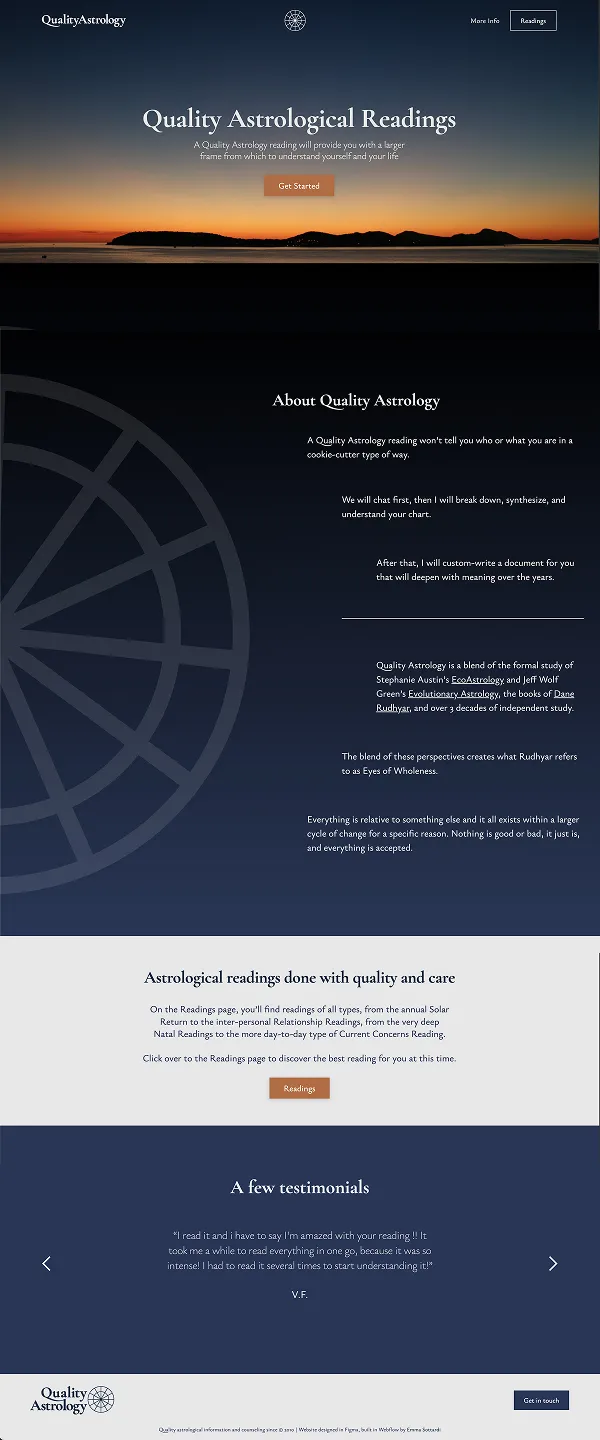 The homepage of Quality Astrology