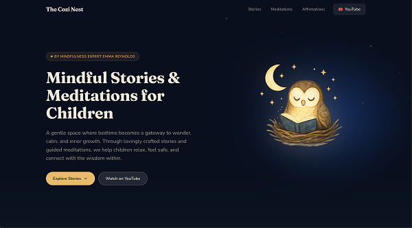 A full-length screenshot of the website, The Cozi Nest.