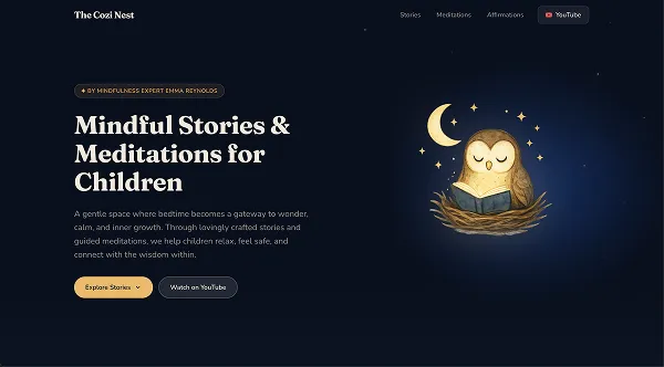 A full-length screenshot of the website, The Cozi Nest.