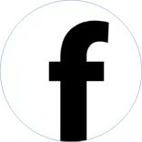 Facebook logo inside a white circle.