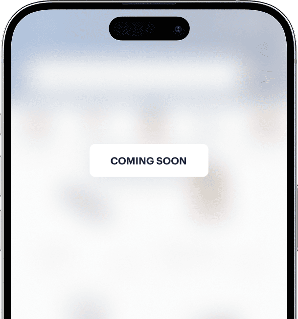 une maquette floue de l'application frema avec une étiquette "coming" soon