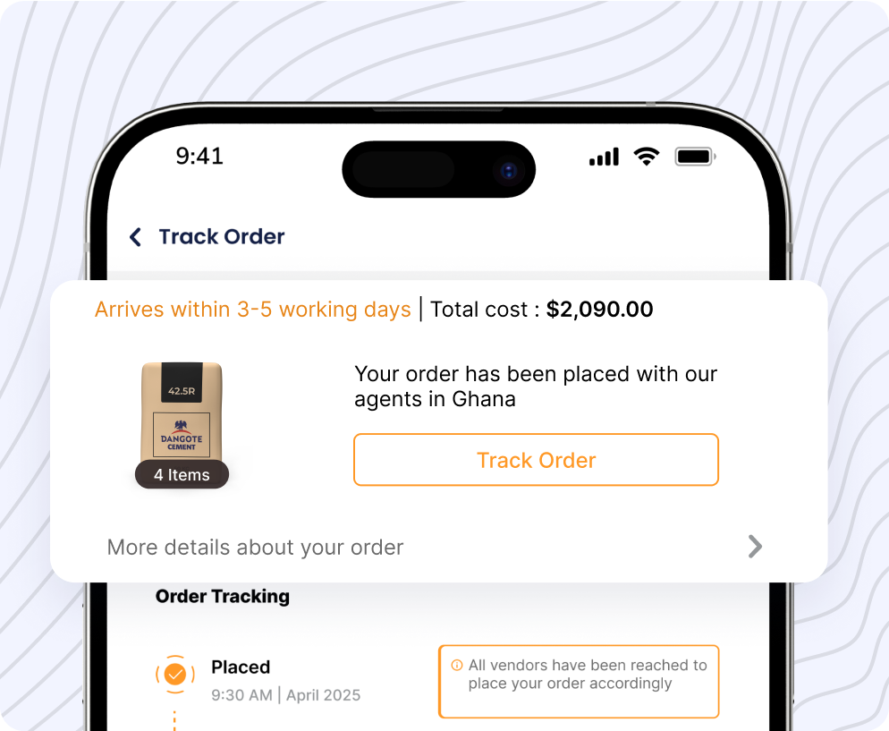 une image de la page des détails de la commande de l'application frema