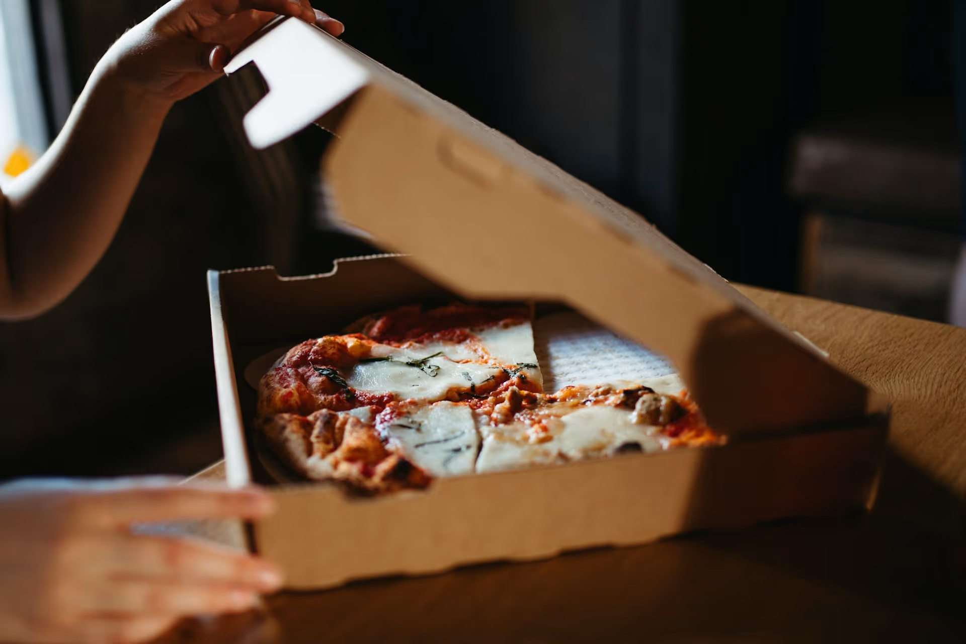 pizza on a box