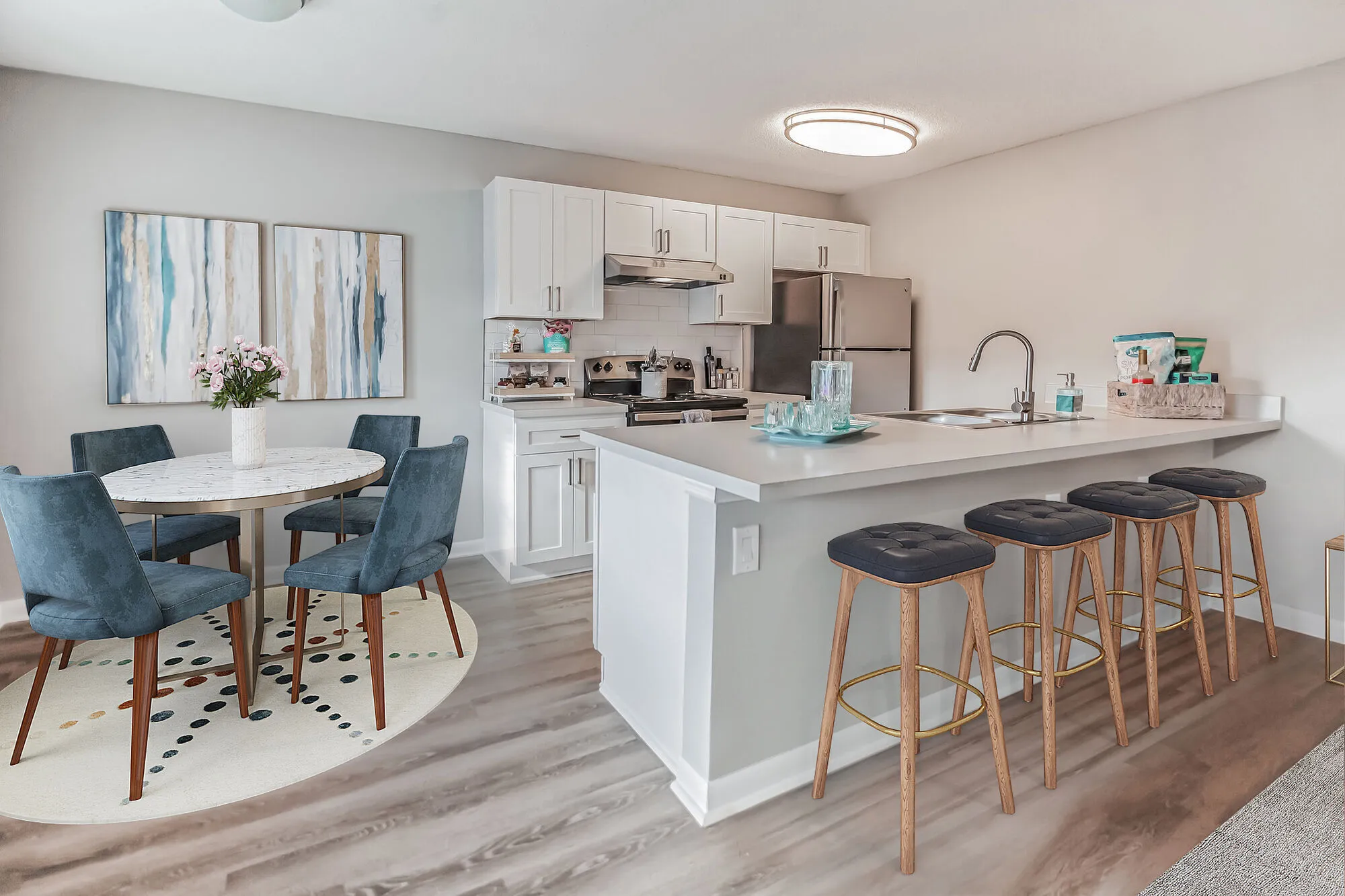 Dining room and kitchen