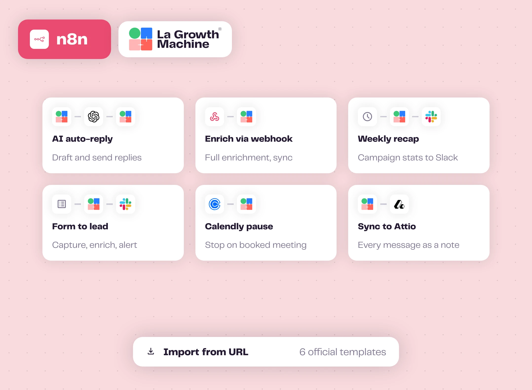 The six official n8n templates for La Growth Machine
