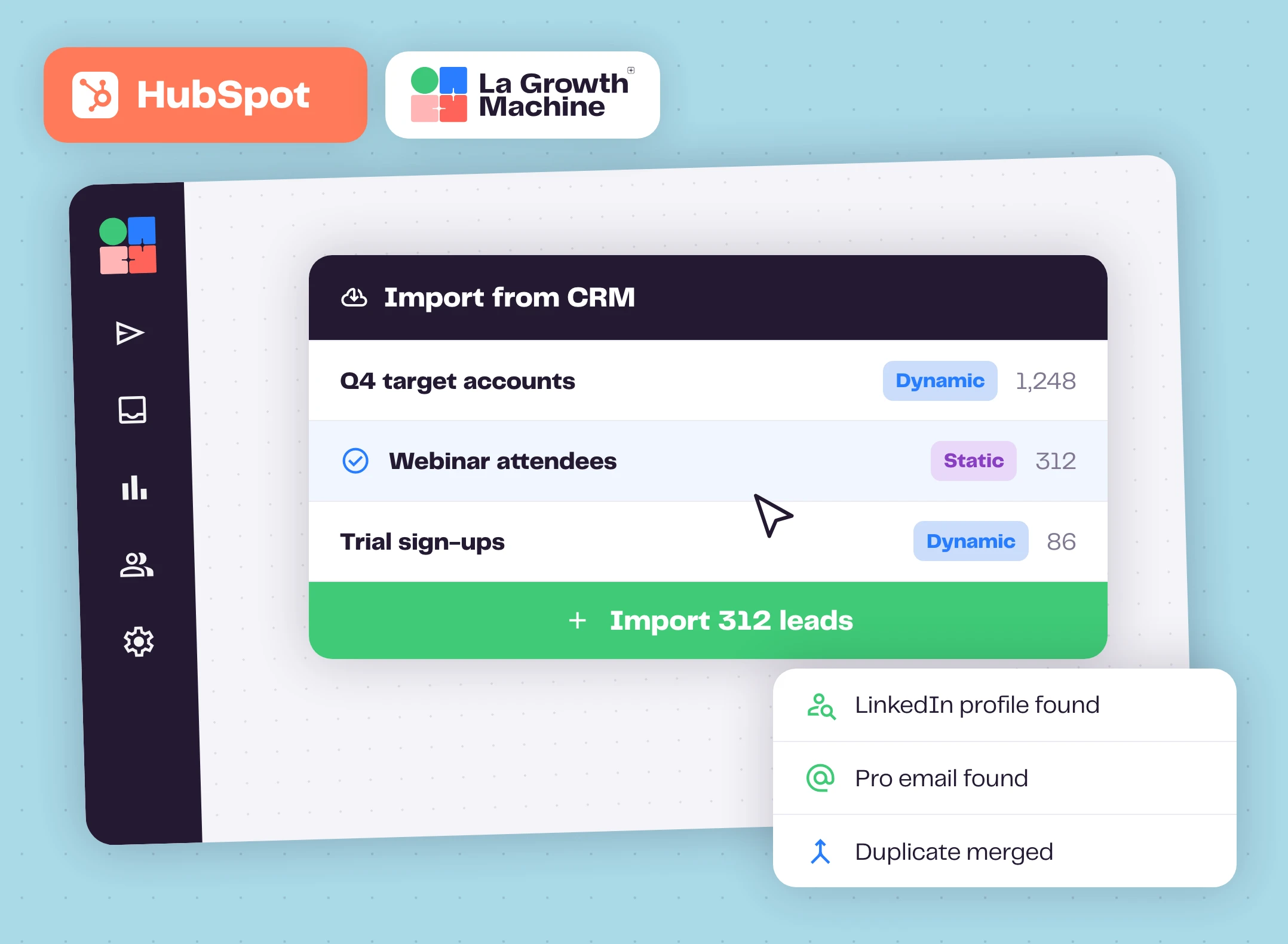 Importing a dynamic HubSpot list into La Growth Machine