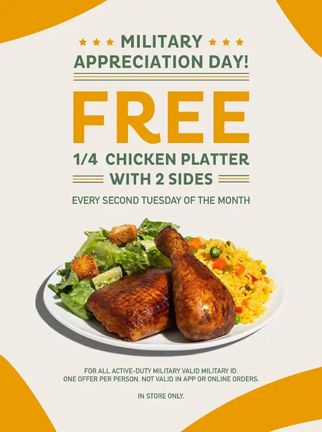 Military appreciation day 2nd Tuesday every month