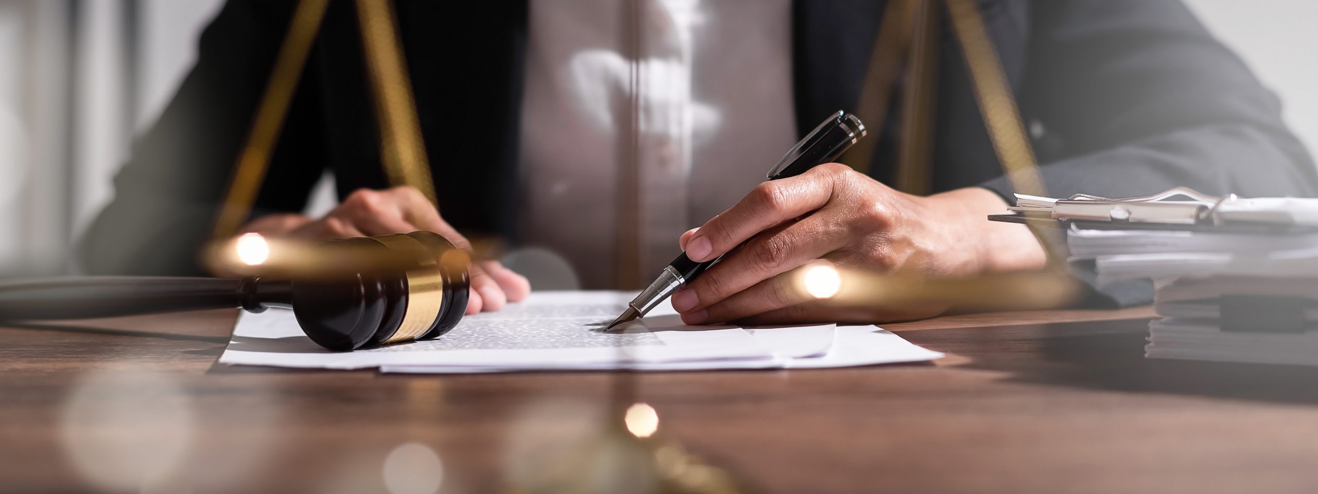 Attorney Woody Bougard at his desk, working