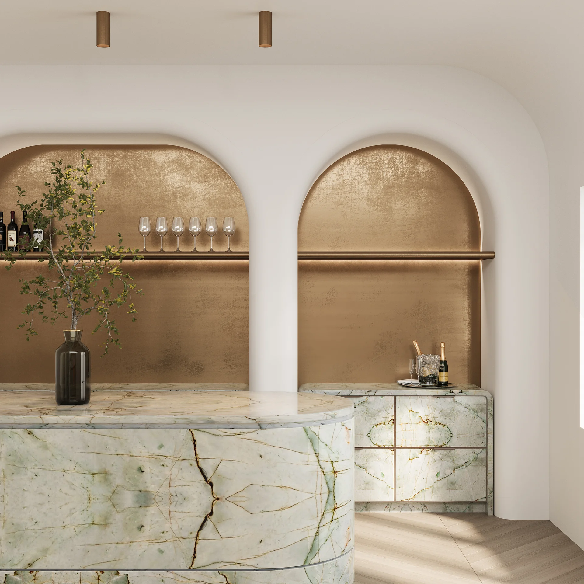 Verpera Console - In a Room - Crystal Sapphire (Render)