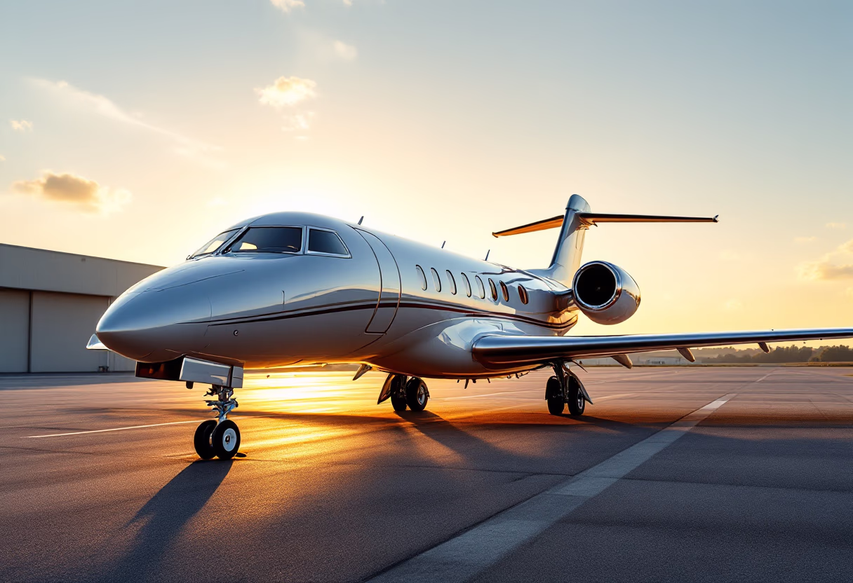 image of a sleek business jet for aviation service