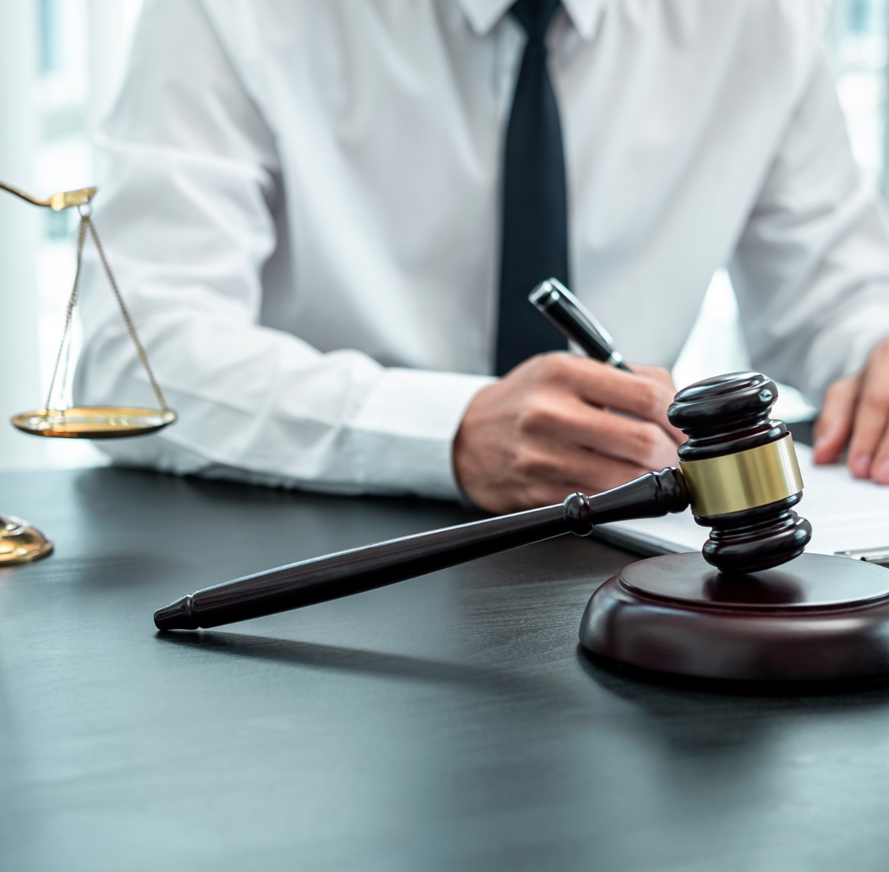 Professional lawyers reviewing documents
