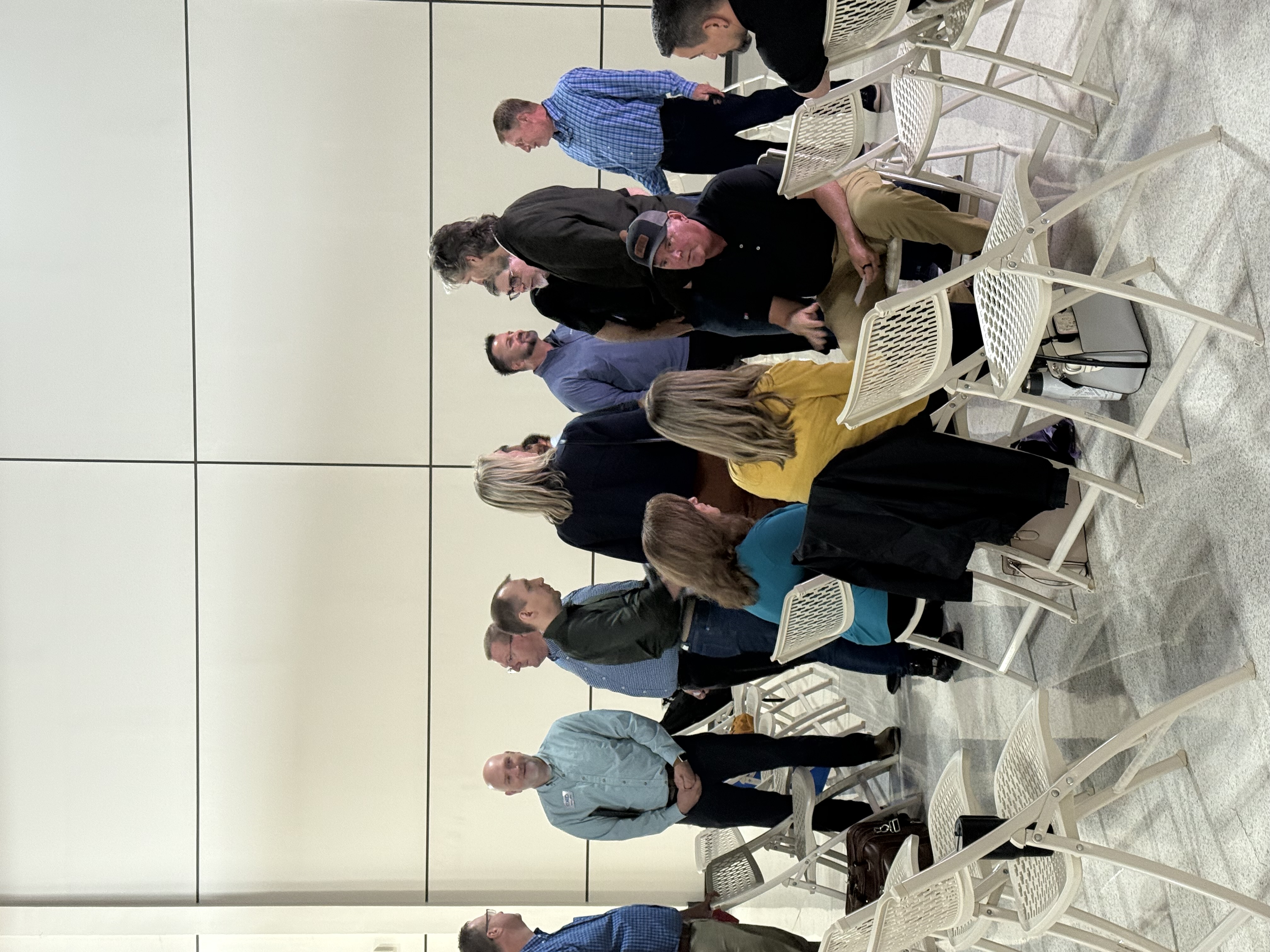 Attendees networking in warehouse space