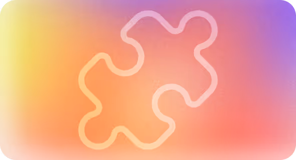 Puzzle piece outline icon over top of a mesh gradient background